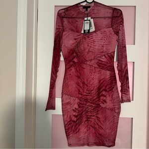 Guess Dark Pink Long-Sleeve Dress